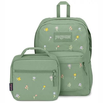 Green JanSport EMBROIDERED BLOSSOM BUNDLE School Backpacks | MY_JS440