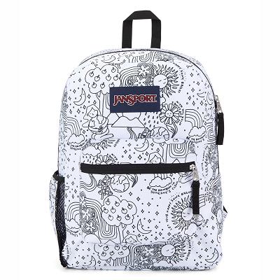 White / Black JanSport CROSS TOWN School Backpacks | MY_JS030