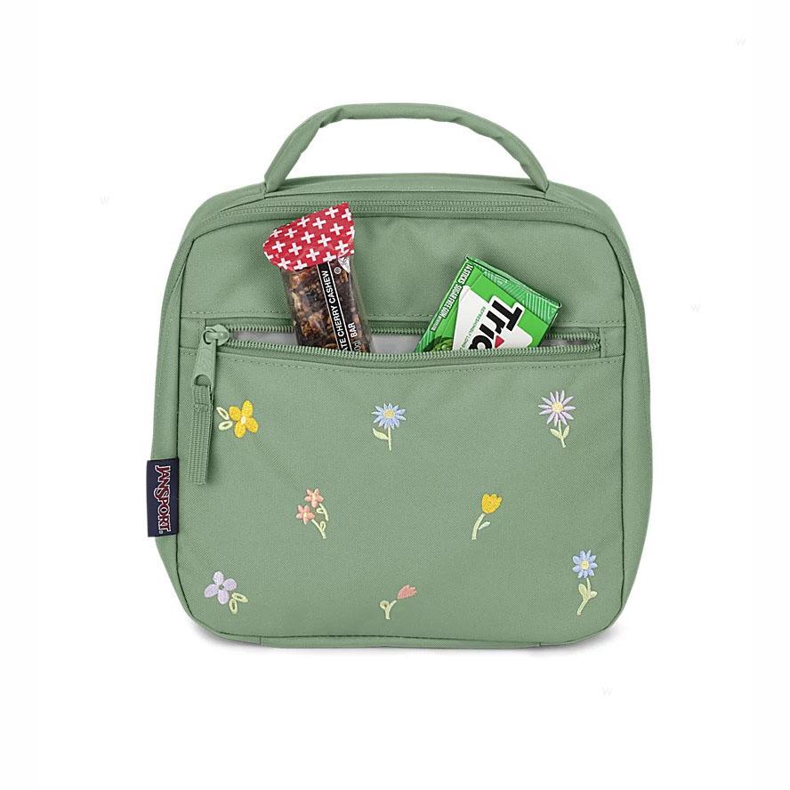 Green JanSport EMBROIDERED BLOSSOM BUNDLE School Backpacks | MY_JS440