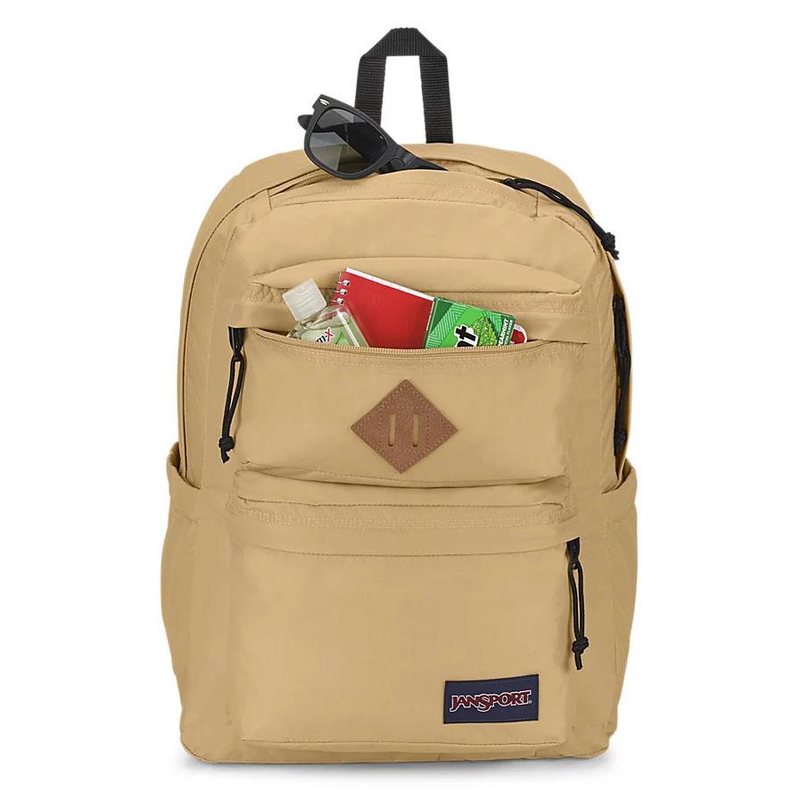 Khaki JanSport Double Break Laptop Backpacks | MY_JS027