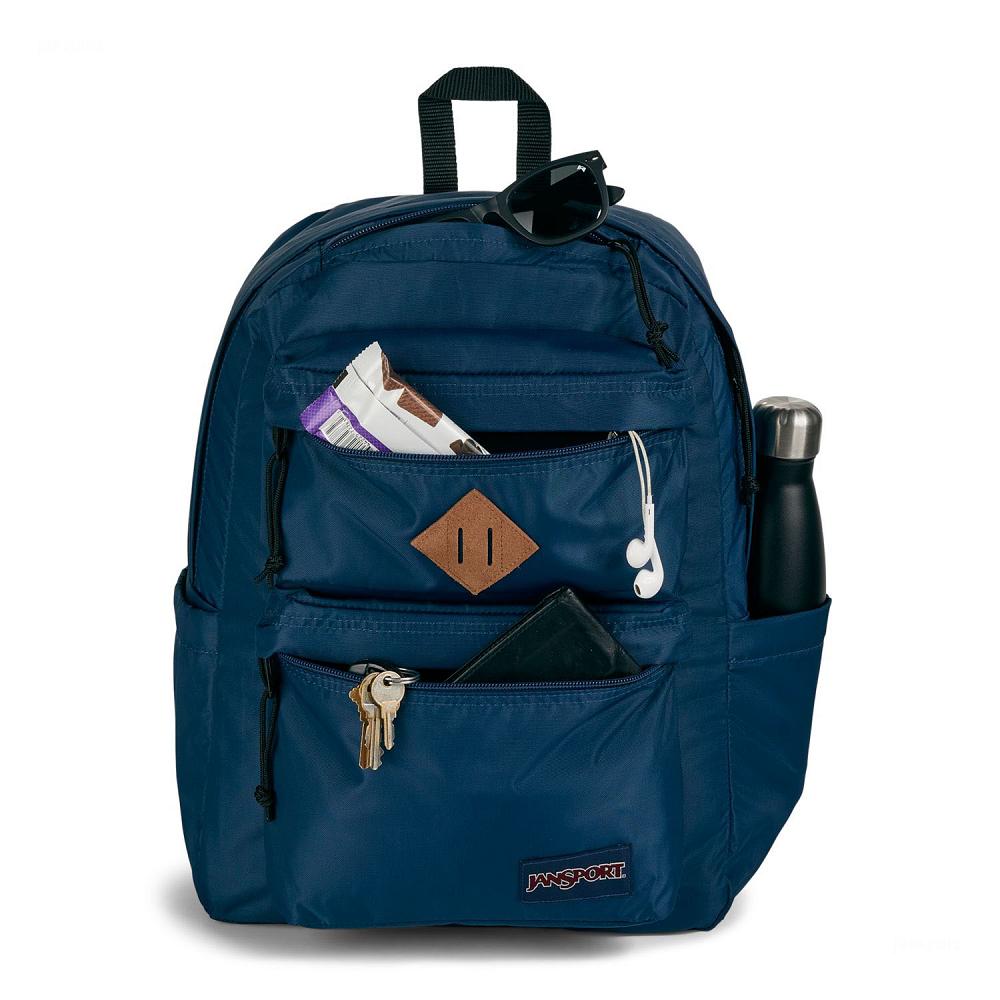 Navy JanSport Double Break Laptop Backpacks | MY_JS148
