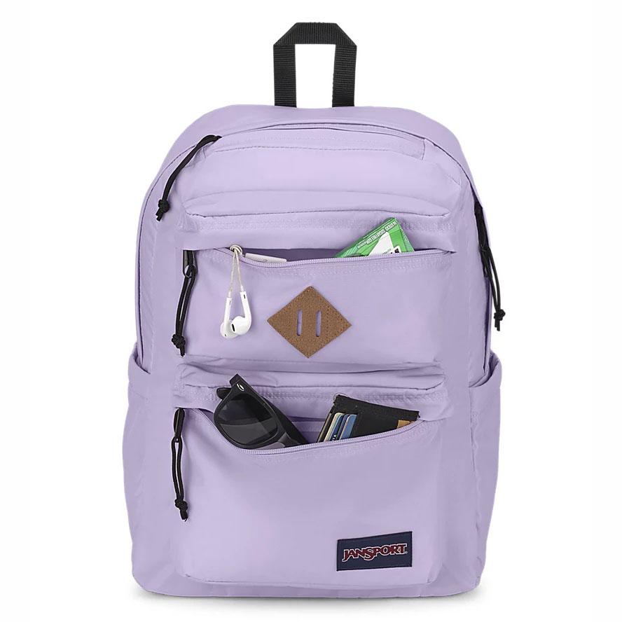 Purple JanSport Double Break Laptop Backpacks | MY_JS353