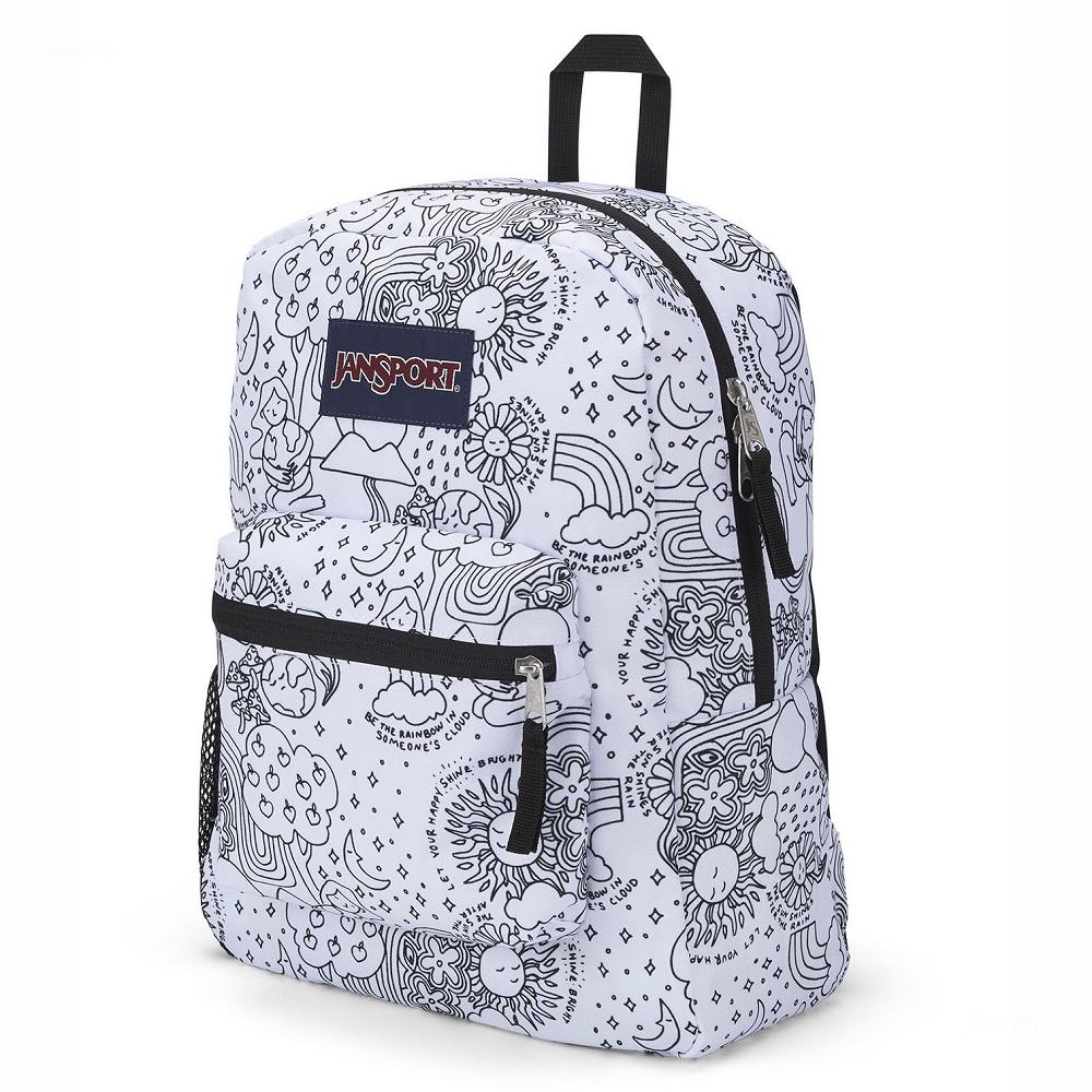 White / Black JanSport CROSS TOWN School Backpacks | MY_JS030