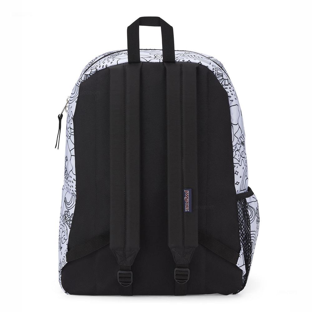 White / Black JanSport CROSS TOWN School Backpacks | MY_JS030