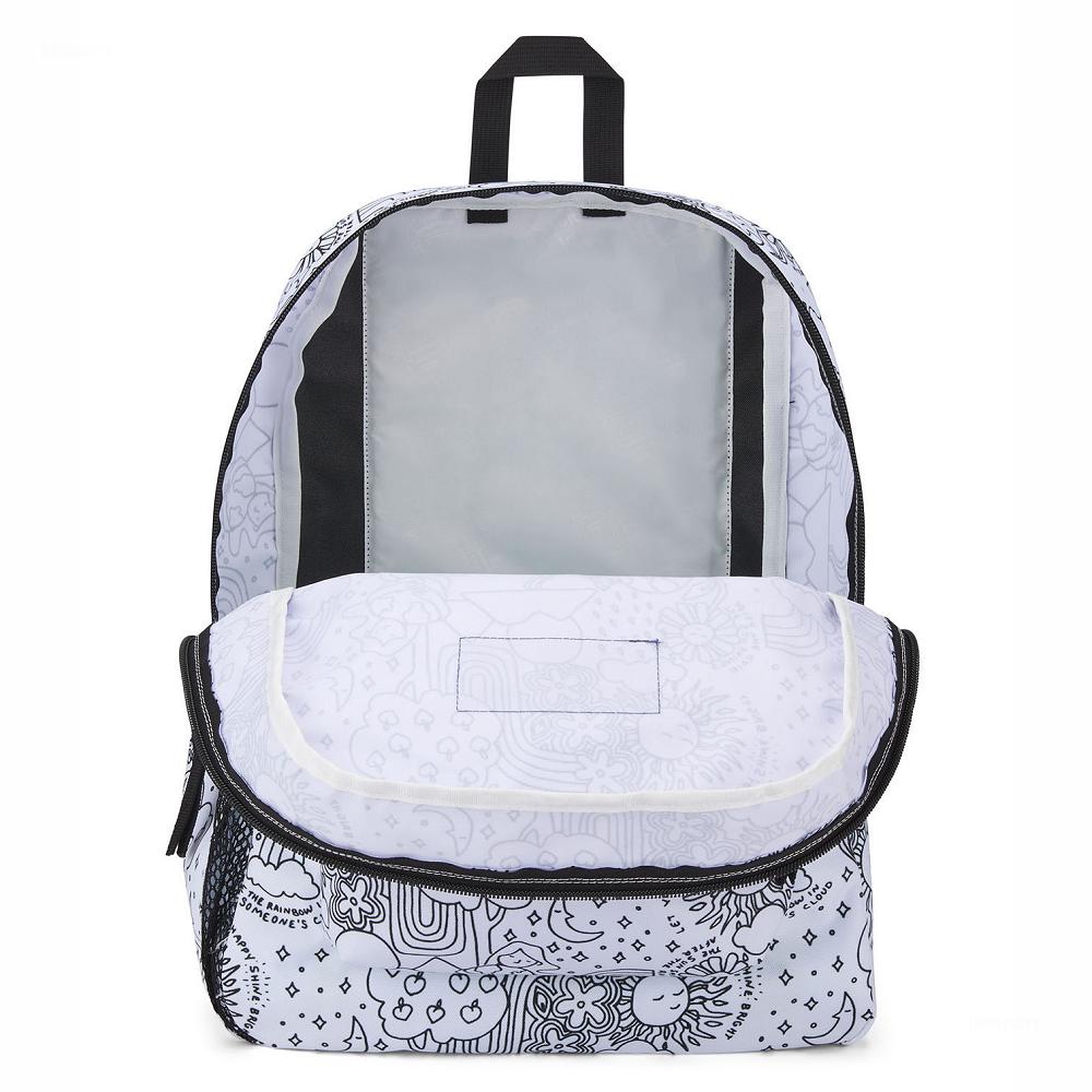 White / Black JanSport CROSS TOWN School Backpacks | MY_JS030