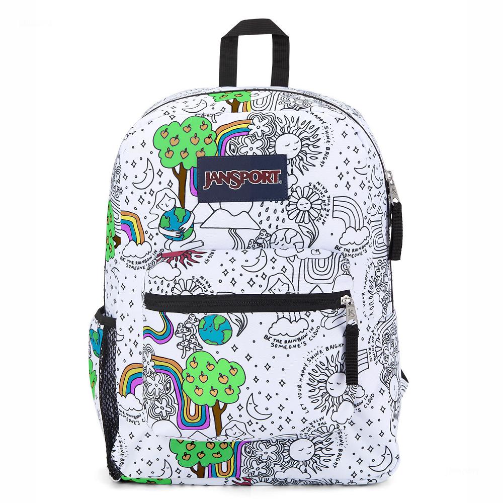 White / Black JanSport CROSS TOWN School Backpacks | MY_JS030