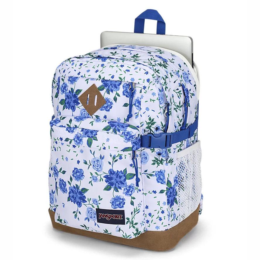 White / Blue JanSport SUEDE CAMPUS School Backpacks | MY_JS553