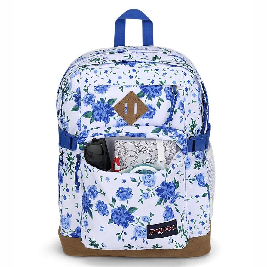 White / Blue JanSport SUEDE CAMPUS School Backpacks | MY_JS553