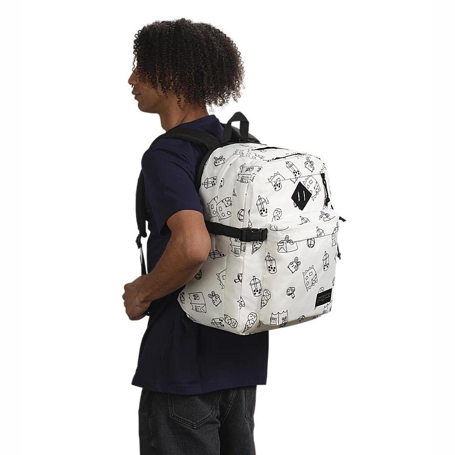 White JanSport Main Campus Laptop Backpacks | MY_JS358
